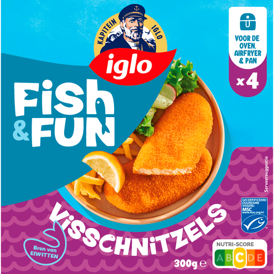 Foto van Iglo Kapiteins Klassiekers Visschnitzels 4 stuks op witte achtergrond