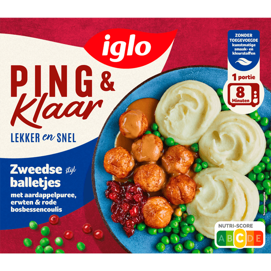 Foto van Iglo Zweedse balletjes ping & klaar op witte achtergrond
