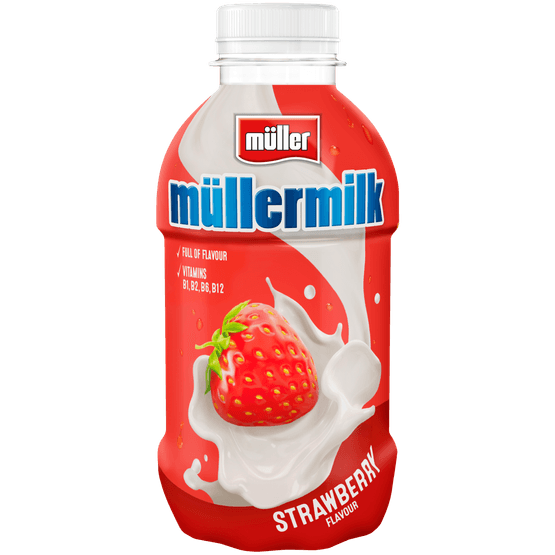 Foto van Müllermilk aardbei op witte achtergrond