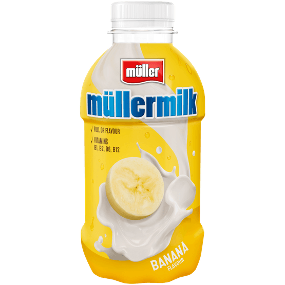 Foto van Müllermilk Banaan op witte achtergrond