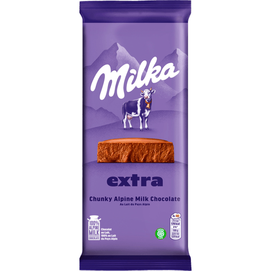 Foto van Milka Chocoladereep chunky melk op witte achtergrond