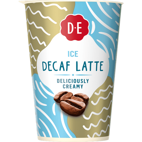 Foto van Douwe Egberts Ice decaf latte op witte achtergrond