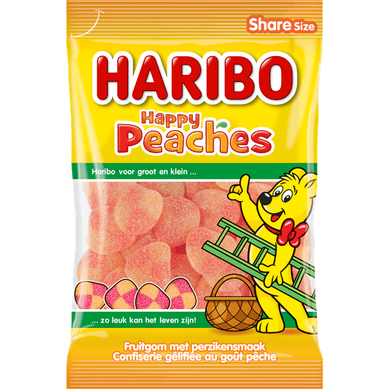 Foto van Haribo Perziken op witte achtergrond