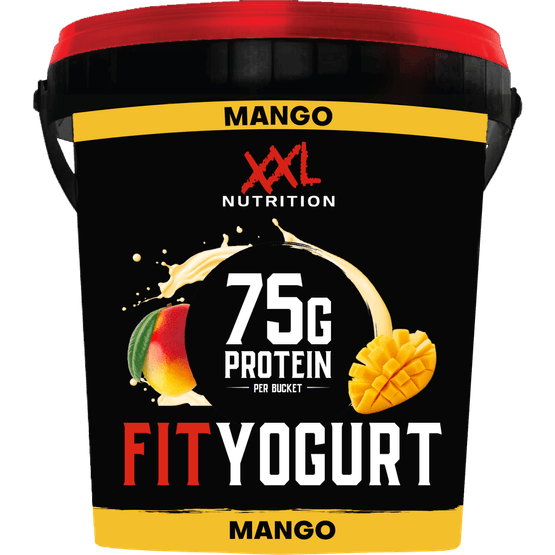 Foto van XXL FIT Yoghurt mango op witte achtergrond