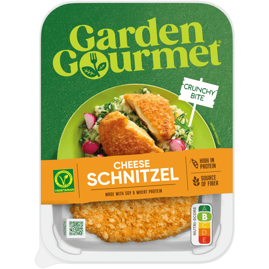 Foto van Garden Gourmet Kaasschnitzel 2 stuks op witte achtergrond