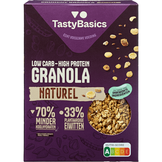 Foto van TastyBasics Granola naturel op witte achtergrond
