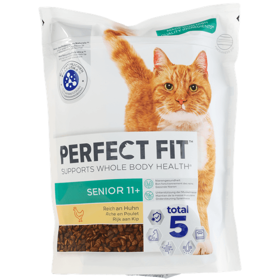 Foto van Perfect Fit Kattenvoer droog senior kip 11+ op witte achtergrond