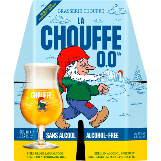 Foto van La Chouffe 0.0% 4x33 cl op witte achtergrond