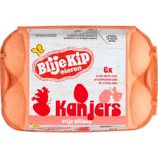 Foto van BLIJE KIP Vrije uitloop eieren bruin l-xl op witte achtergrond