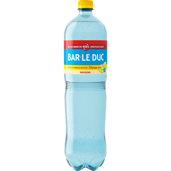 Foto van Bar le Duc Mineraalwater citroen op witte achtergrond