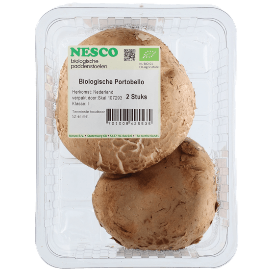 Foto van Bio+ Portobello per bak op witte achtergrond