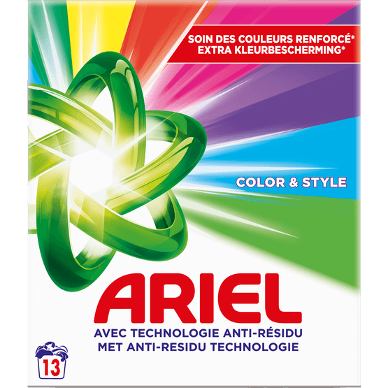 Foto van Ariel Wasmiddel poeder color 13 wasbeurten op witte achtergrond