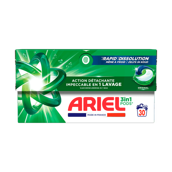 Foto van Ariel Wasmiddel pods 3 in 1 original op witte achtergrond