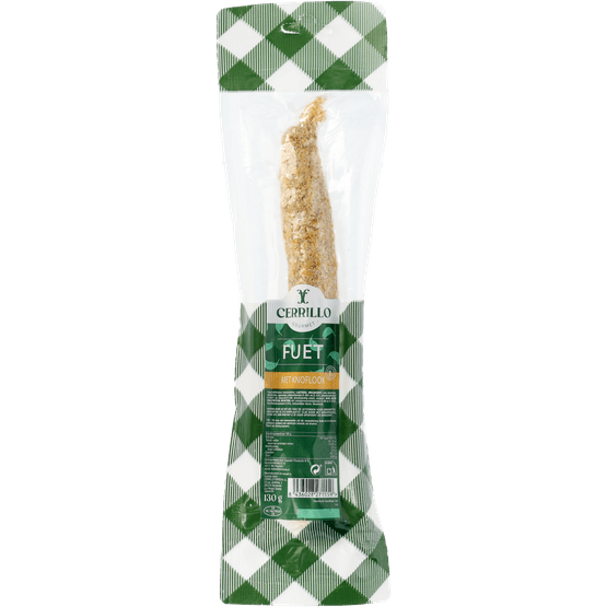 Foto van CERRILLO FUET Fuet extra knoflook op witte achtergrond