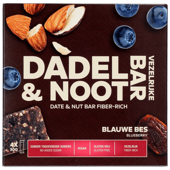 Foto van Dadel & Noot Blueberry 4 st. op witte achtergrond