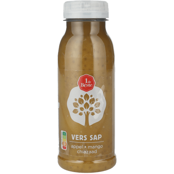 Foto van 1 de Beste Vers sap appel mango chia op witte achtergrond