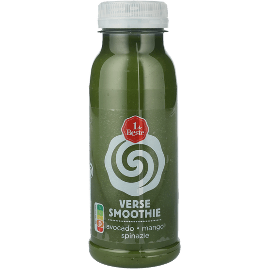 Foto van 1 de Beste Smoothie avocado mango spinazie op witte achtergrond