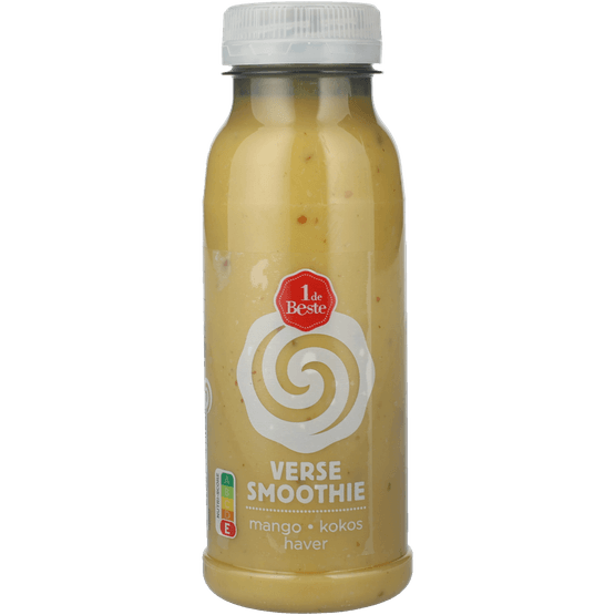 Foto van 1 de Beste Smoothie mango kokos haver op witte achtergrond