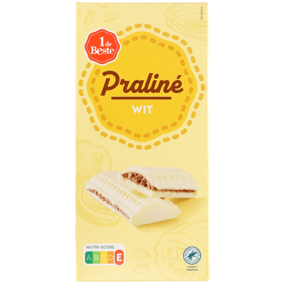 Foto van 1 de Beste Chocoladereep praline wit op witte achtergrond