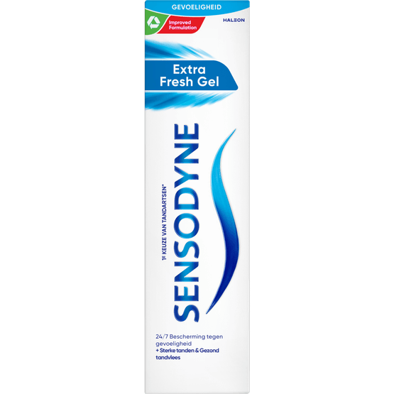 Foto van Sensodyne Tandpasta extra fresh op witte achtergrond