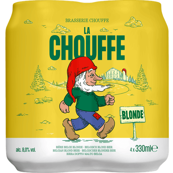 Foto van La Chouffe Blond 4x33 cl op witte achtergrond