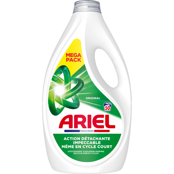 Foto van Ariel Vloeibaar wasmiddel original 50wb op witte achtergrond