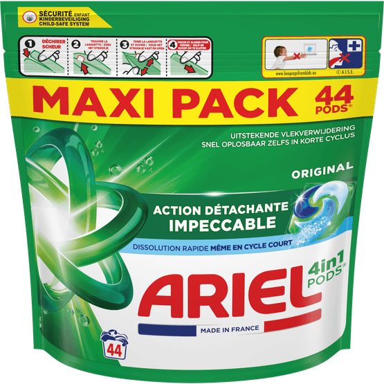Foto van Ariel Vloeibaar wasmiddel pods original op witte achtergrond
