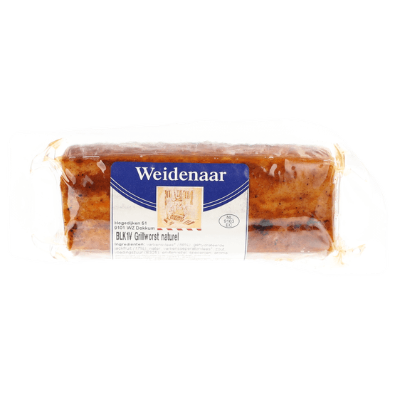 Foto van Weidenaar Grillworst naturel op witte achtergrond