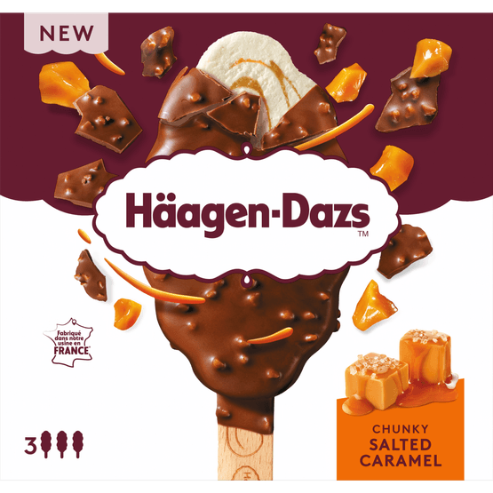 Foto van Häagen-Dazs Salted caramel 3 st. op witte achtergrond