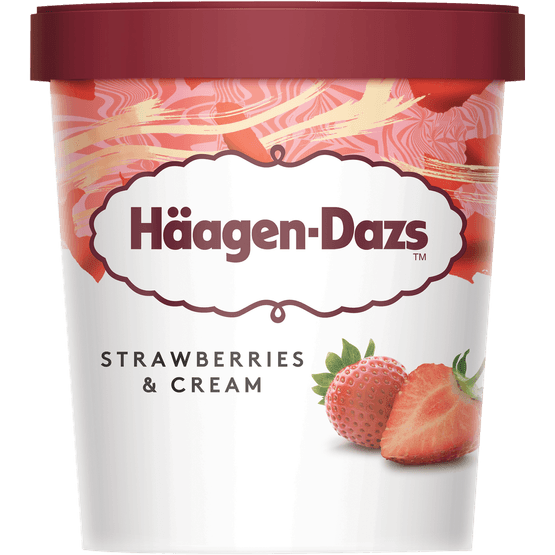 Foto van Häagen-Dazs Strawberry & cream op witte achtergrond
