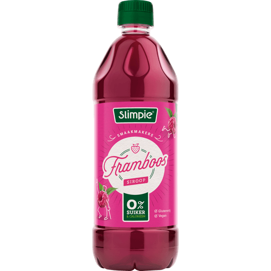 Foto van Slimpie Limonadesiroop framboos op witte achtergrond