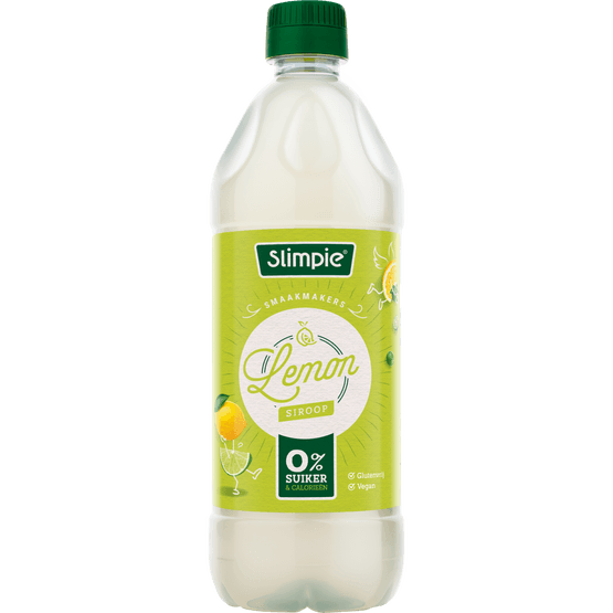 Foto van Slimpie Limonadesiroop lemon op witte achtergrond