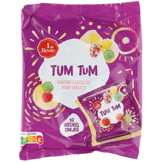 Foto van 1 de Beste Tumtum uitdeelzak 10 st. op witte achtergrond