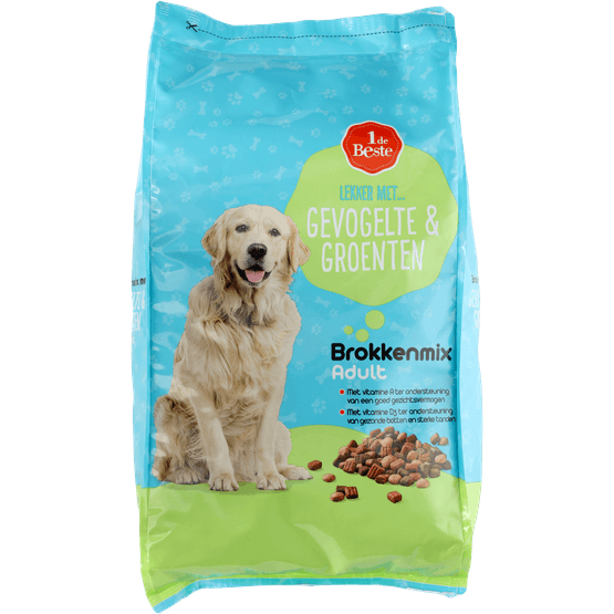 Foto van 1 de Beste Hondenvoer adult kip groente op witte achtergrond