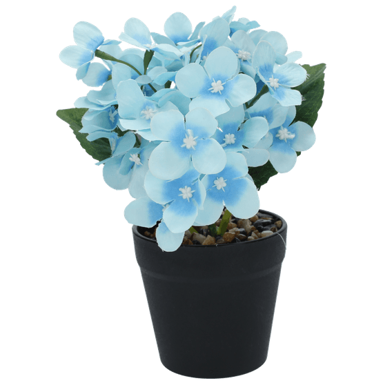 Foto van Kunstplant hortensia in pot op witte achtergrond