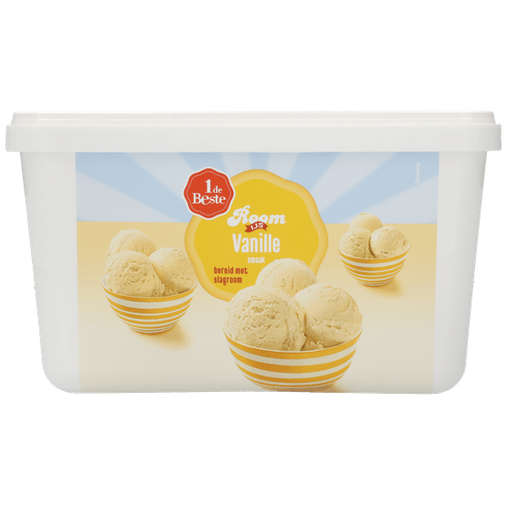 Foto van 1 de Beste Roomijs vanille op witte achtergrond