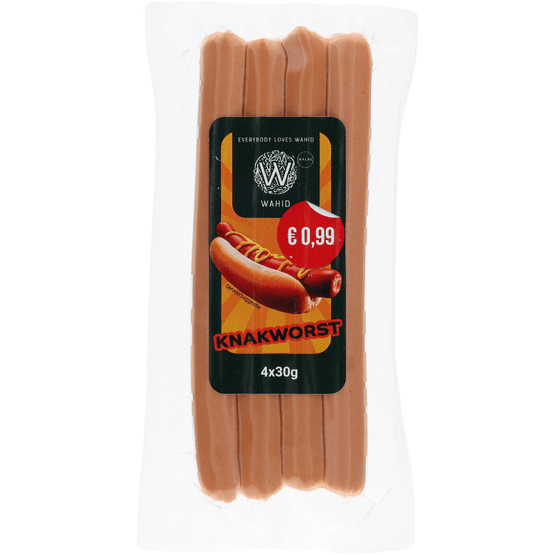 Foto van Wahid Knakworst kip 4st op witte achtergrond