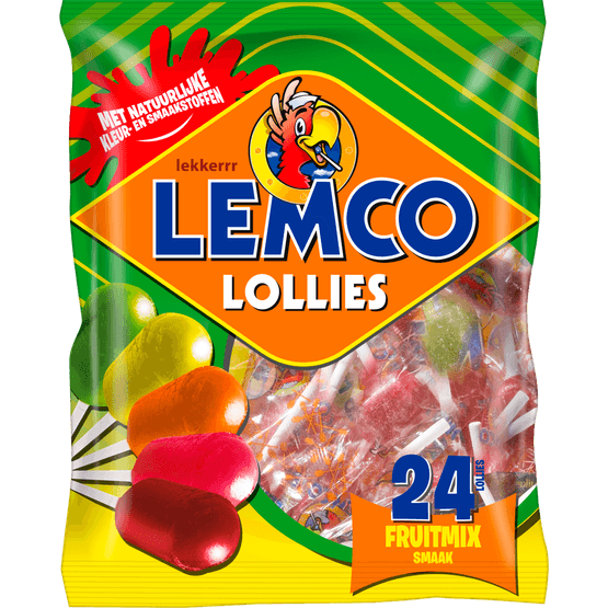 Foto van Lemco Fruit lollies 24 stuks op witte achtergrond