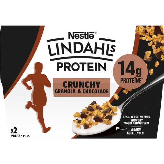 Foto van LINDAHLS Yoghurt crunchy choco 2x op witte achtergrond