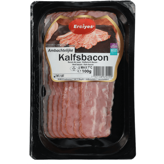 Foto van Erciyes Kalfsbacon op witte achtergrond