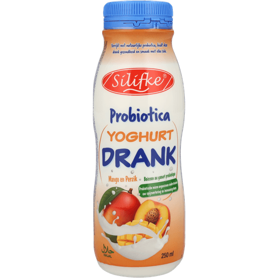 Foto van SILIFKE Ayran drinkyoghurt mango perzik op witte achtergrond