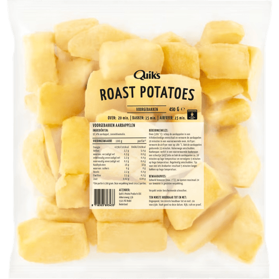 Foto van Quiks Roast potatoes op witte achtergrond
