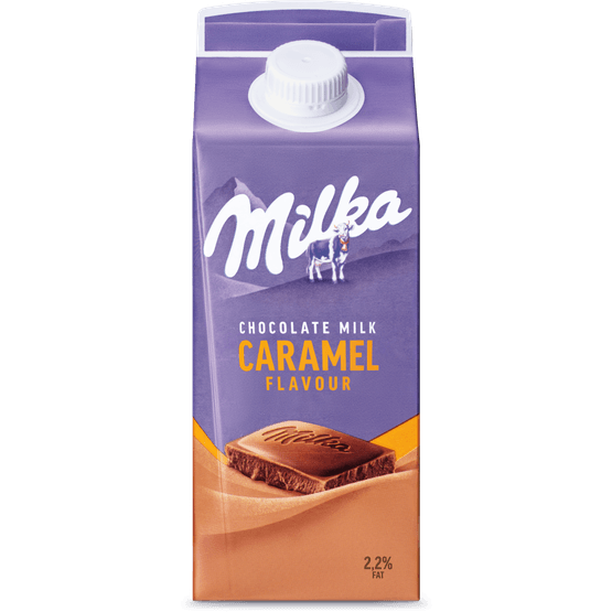Foto van Milka Chocolademelk karamel op witte achtergrond