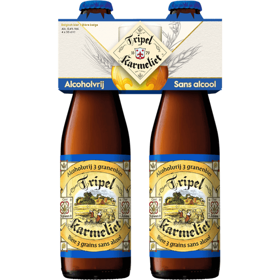 Foto van Karmeliet Tripel 0.4% 4x 33cl op witte achtergrond