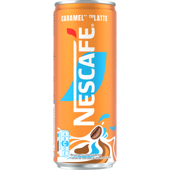 Foto van Nescafé IJskoffie Latte caramel op witte achtergrond