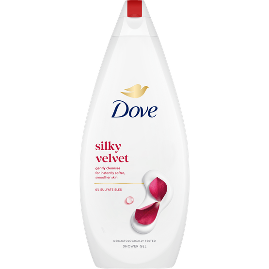 Foto van Dove Douche silky velvet op witte achtergrond