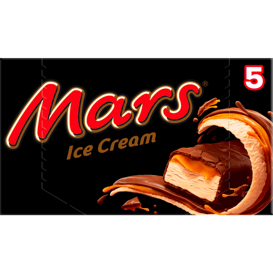 Foto van Mars Icecream 5 st. op witte achtergrond