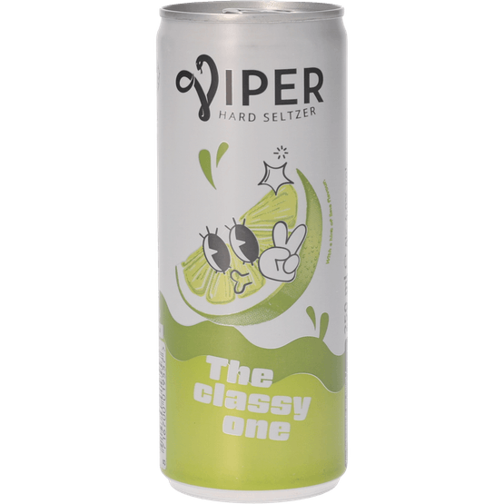 Foto van Viper Hard seltzer lime op witte achtergrond