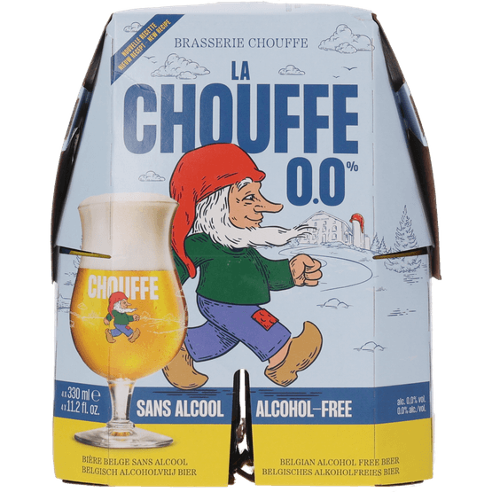 Foto van La Chouffe 0.0% 4x33 cl op witte achtergrond