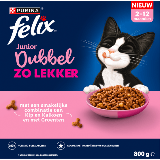 Foto van Felix Kattenvoer droog junior dubbel zo lekker op witte achtergrond